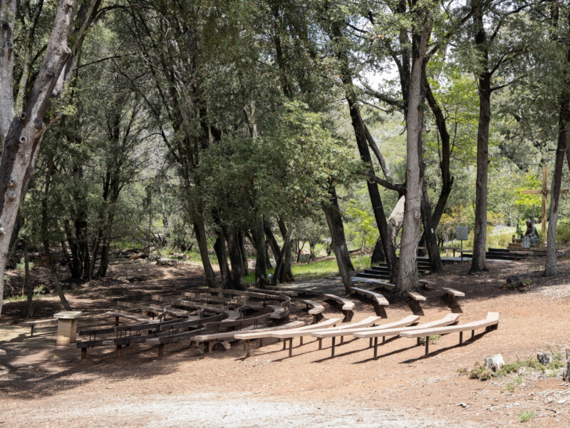 Mary's Grotto benches and altar
