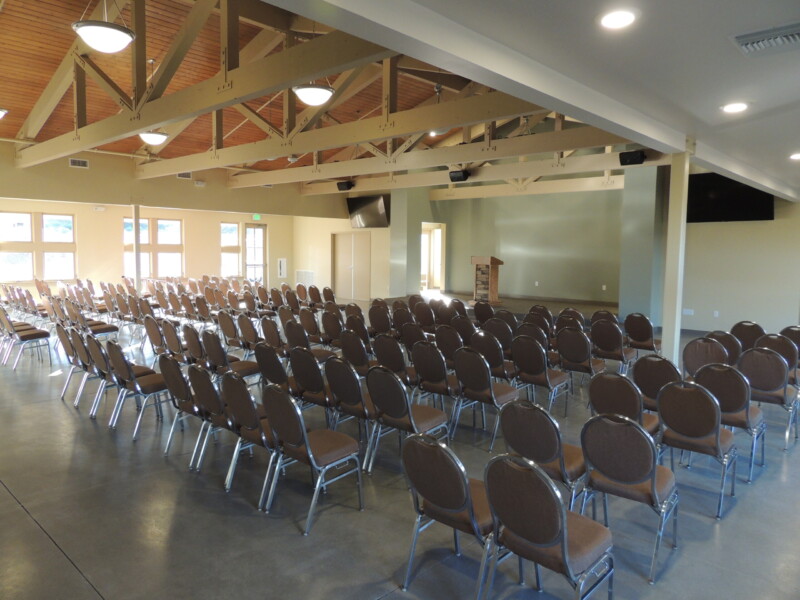 Chairs set up inside Shepherds Hall